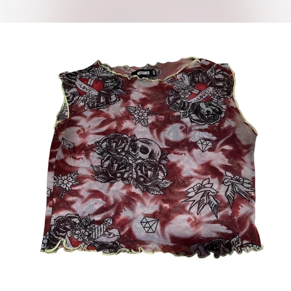 Missguided Red and Black Graphic Crop Top